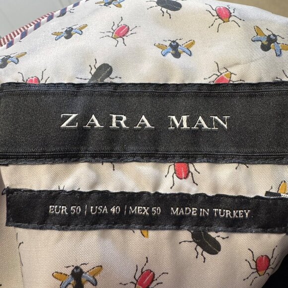 Zara Man Slim Fit Two-Piece Suit cranberry red blazer 40/pant 32 holiday, career - Picture 11 of 12